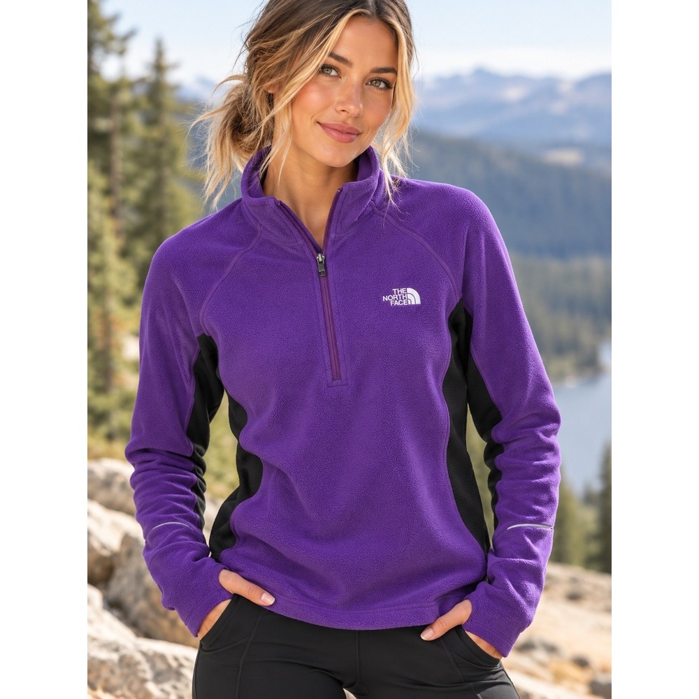 The North Face Flight Series Woman's Large Purple Black 1/4 zip Pullover Fleece